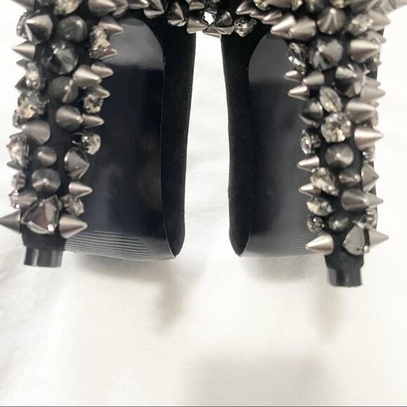 Sam Edelman Lorissa black spiked pumps open toe leather studded heels size 8 - Picture 7 of 12